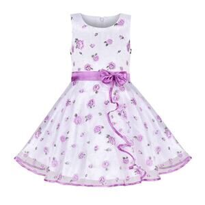 Sunny Fashion 3 Layers Girls Dress Sunflower Wave Pageant Bridesmaid Kids size 6